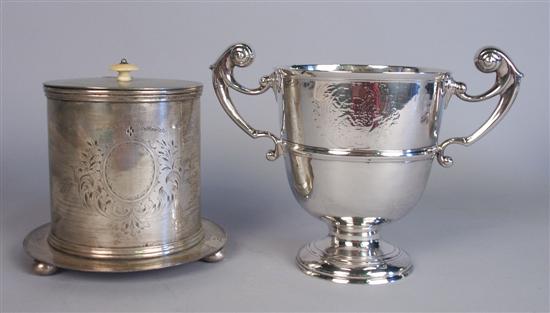 Appraisal: IRISH GEORGIAN SILVER TWO HANDLED URN FORM VASE and a