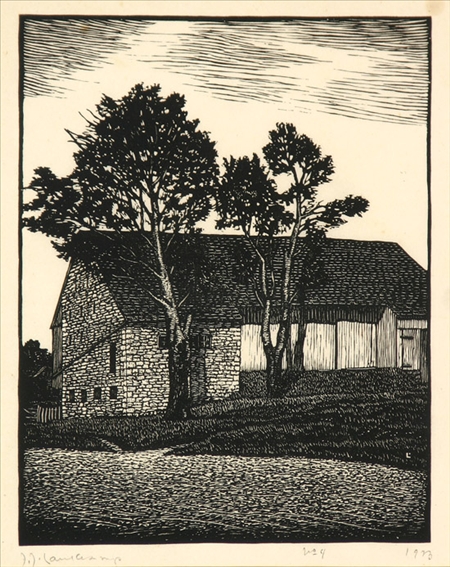 Appraisal: Julius J Lankes American - Pennsylvania German Barn Woodcut signed