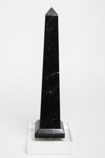 Appraisal: Black Marble Tabletop Obelisk On a Lucite base Obelisk H