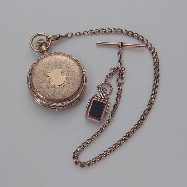 Appraisal: A k gold hunting cased pocket watch with chain and