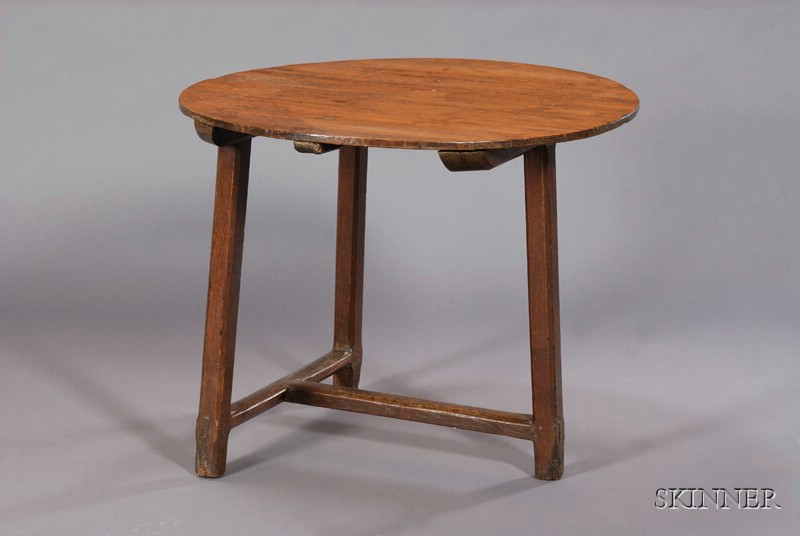 Appraisal: Continental Rustic Pine and Ash Cricket Table th century circular