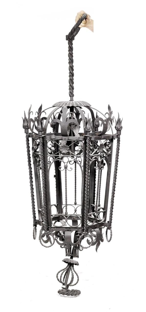 Appraisal: LARGE CHANDELIER Baroque style Stained wrought iron H cm