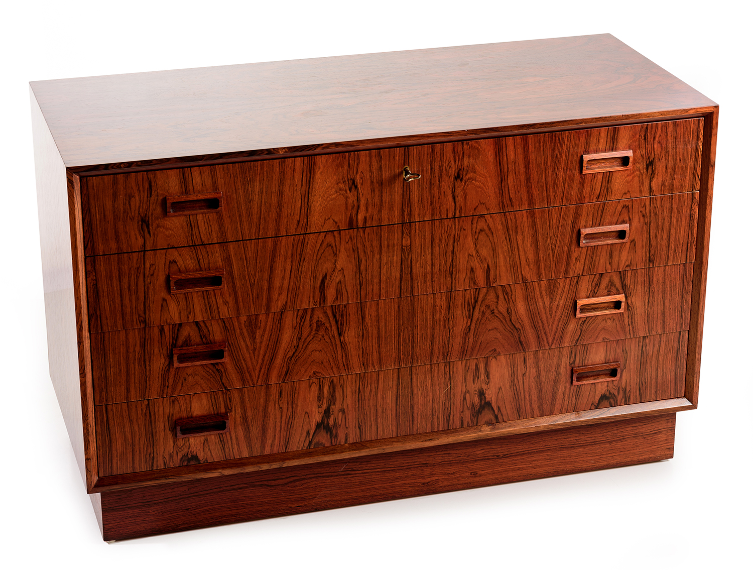 Appraisal: MID CENTURY CHEST OF ROSEWOOD DRAWERS Four drawers Denmark c