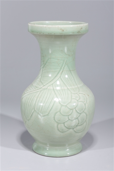 Appraisal: Chinese celadon glazed porcelain vase with incised fruit and floral