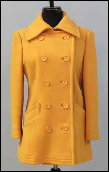 Appraisal: MUSTARD YELLOW WOOL DOUBLE BREASTED PEA COAT Size Condition No