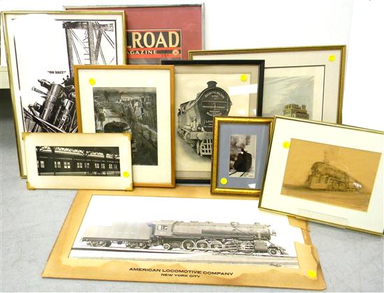 Appraisal: Framed railroad photos and prints including photos by Cryan Engineering