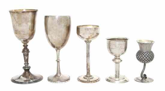 Appraisal: A Collection of Four Silver Goblets of various origins forms