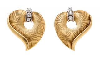 Appraisal: A Pair of Retro Yellow Gold and Diamond Earclips George