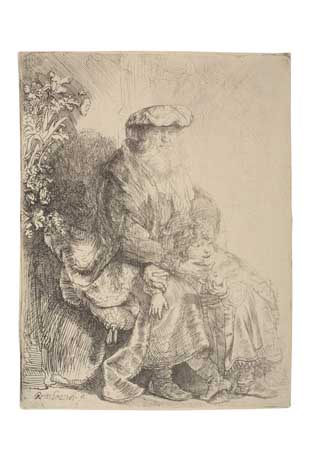 Appraisal: REMBRANDT VAN RIJN Abraham Caressing Isaac Etching circa x mm