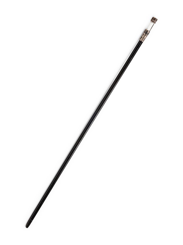 Appraisal: An English Silver-Mounted Ebony Scent Flask Walking Stick An English