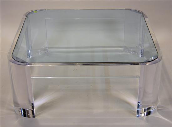 Appraisal: LUCITE GLASS TOP COFFEE TABLE height inches top inches x