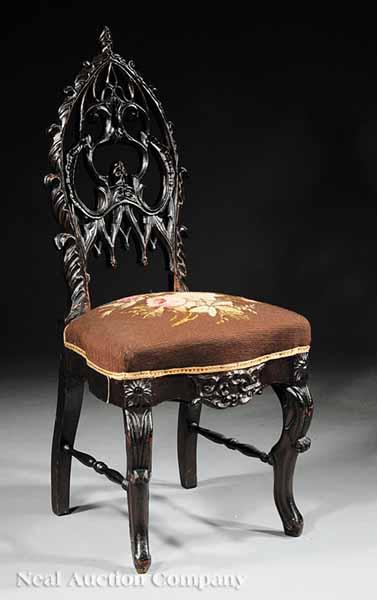 Appraisal: An American Gothic Carved Walnut Child's Chair mid- th c