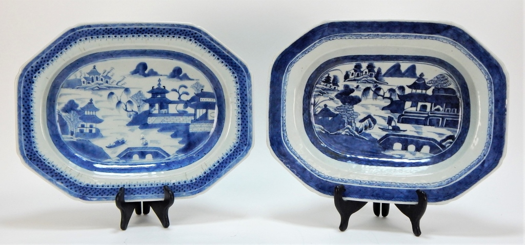 Appraisal: C CHINESE CANTON BLUE AND WHITE PLATTERS China th CenturyEach