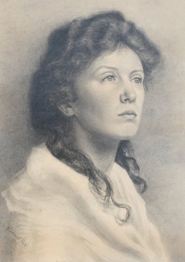 Appraisal: CHARCOAL PORTRAIT OF CAROLINE REID BY E EMILY WOODWARD REID