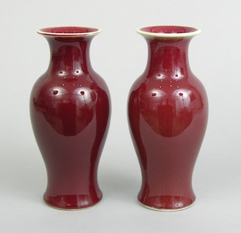 Appraisal: A Pair of Sange de Boeuf Vases ca Late Qing