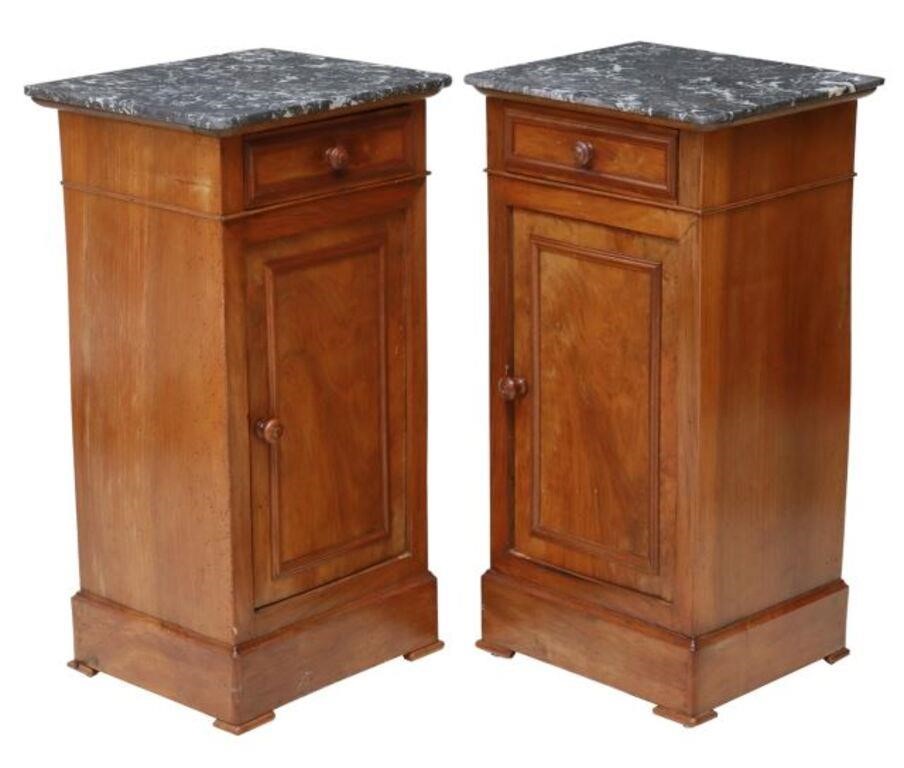 Appraisal: pair French Louis Philippe period walnut bedside cabinets mid th