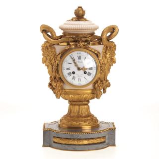 Appraisal: Fine Louis XVI style bronze marble mantel clock Fine Louis