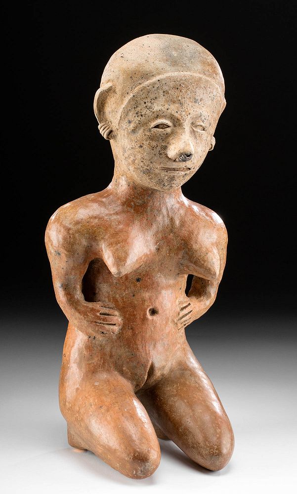 Appraisal: Huge Chinesco Pottery Kneeling Female ex-Messick Pre-Columbian West Mexico Nayarit