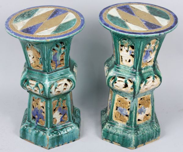 Appraisal: Late th Century Chinese glazed terracotta garden seats h x