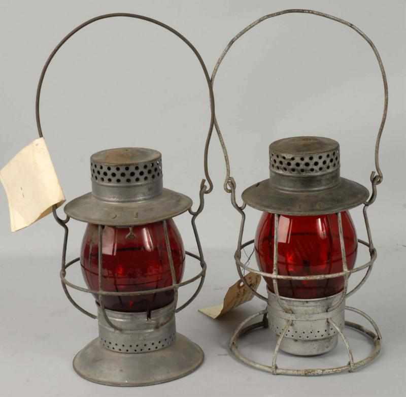 Appraisal: Lot of Dietz Red Globe Railroad Lanterns Description Both marked