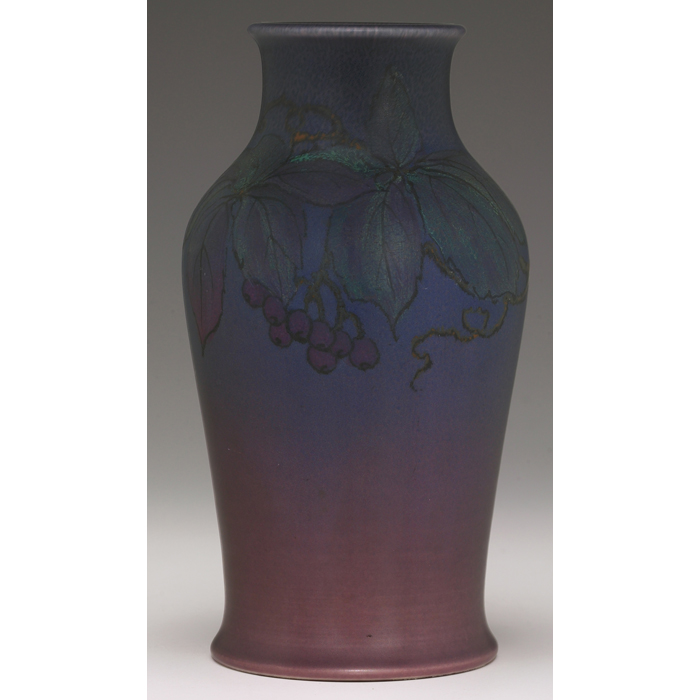 Appraisal: Fine Rookwood vase nicely decorated matt glaze with leaves and