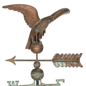 Appraisal: A Molded Copper Seagull-Form Weathervane on Stand American th Century