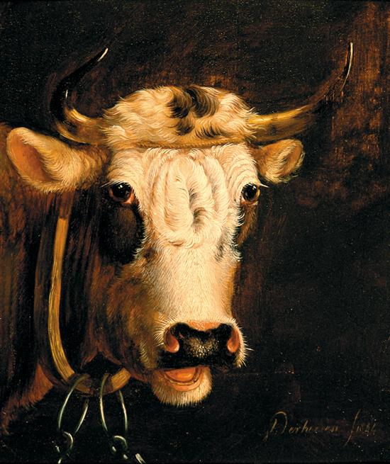 Appraisal: Albertus Verhoesen Dutch - PORTRAIT OF COW oil on panel