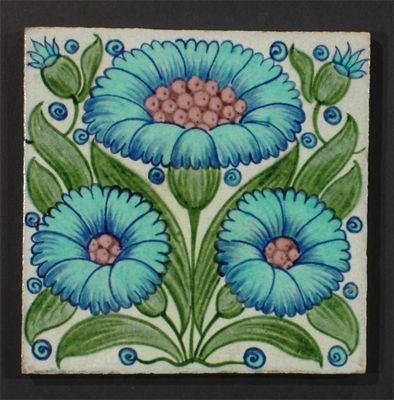 Appraisal: A William De Morgan tile painted with a spray of