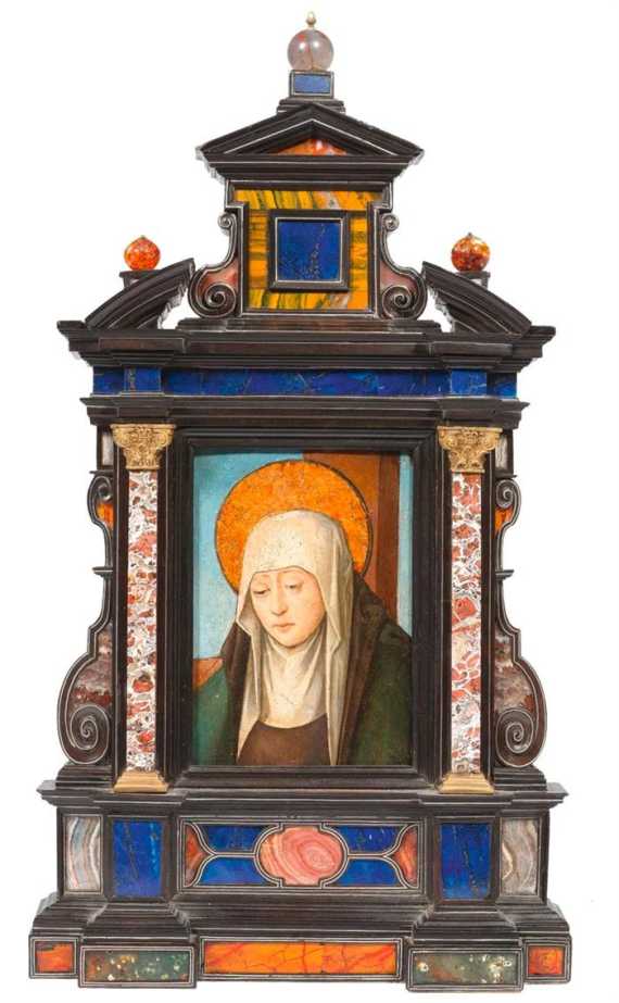 Appraisal: GERMAN SCHOOL TH CENTURY Portrait of a female saint Oil