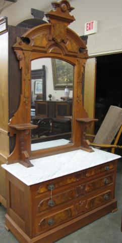 Appraisal: Victorian Renaissance Revival Marble Top dresser with mirror with candle