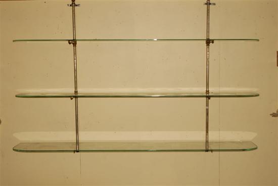 Appraisal: MODERN SHELF SYSTEM Metal brackets with three glass shelves L