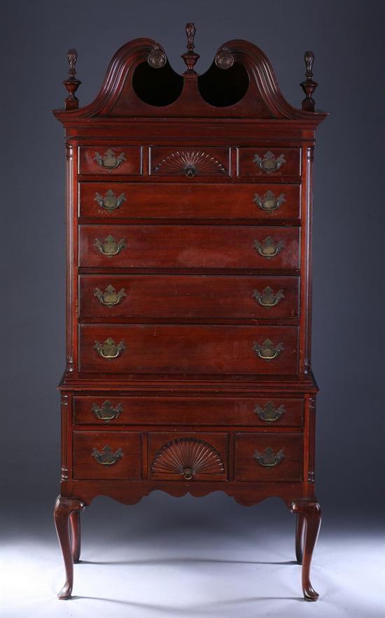 Appraisal: QUEEN ANNE STYLE MAHOGANY HIGHBOY th century in one part