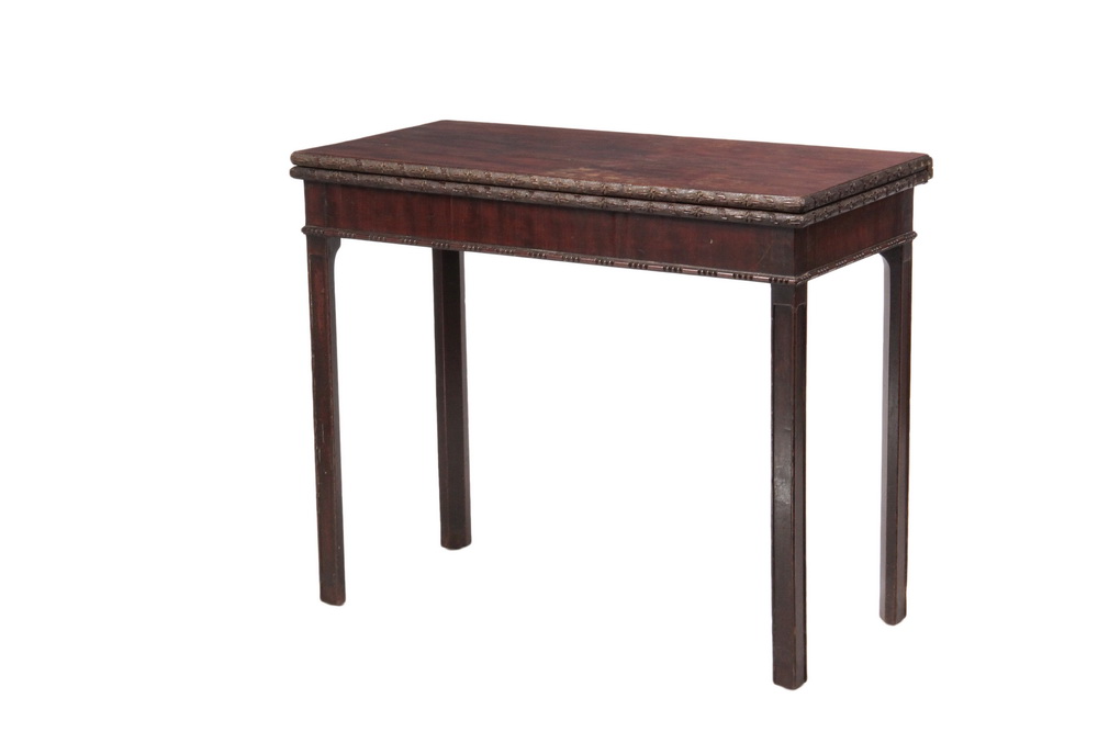 Appraisal: CHIPPENDALE GAMING TABLE - Period English Mahogany Table with hinged