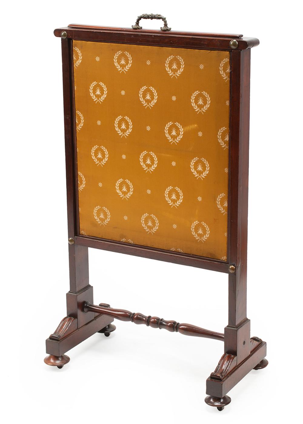 Appraisal: Louis Philippe Mahogany Fire Screen th c adjustable upholstered panel