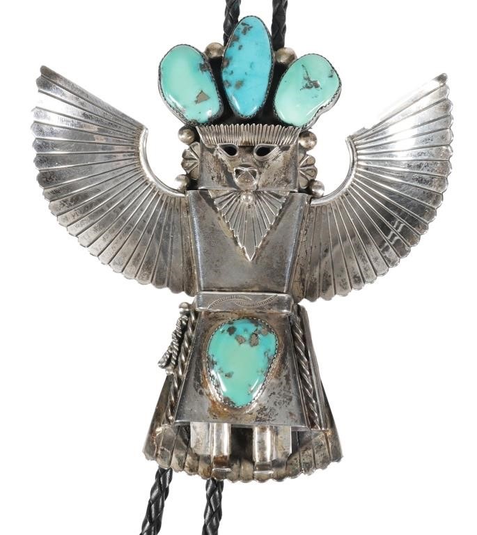 Appraisal: Massive bolo tie with sterling silver and tuquoise winged kachina