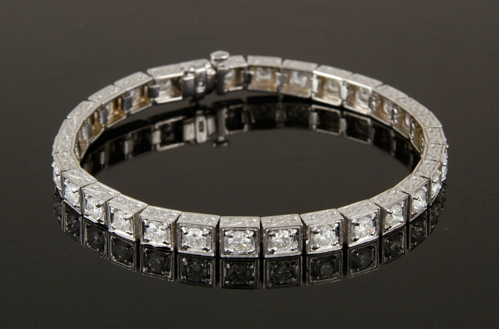 Appraisal: - K White Gold and Diamond Bracelet K white gold