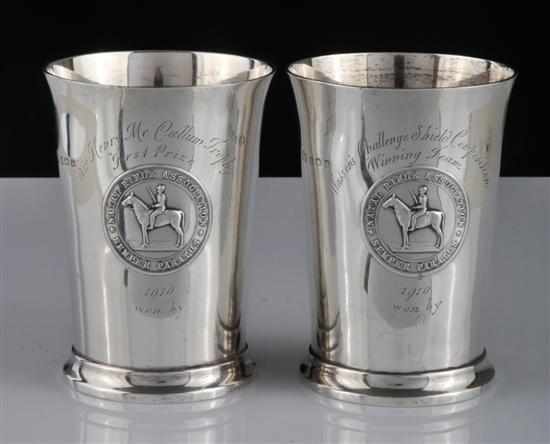 Appraisal: Two Edwardian sterling silver presentation beakers Makers mark Elkington Co