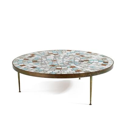 Appraisal: AMERICAN MODERN Mosaic tile coffee table s Glazed ceramic and