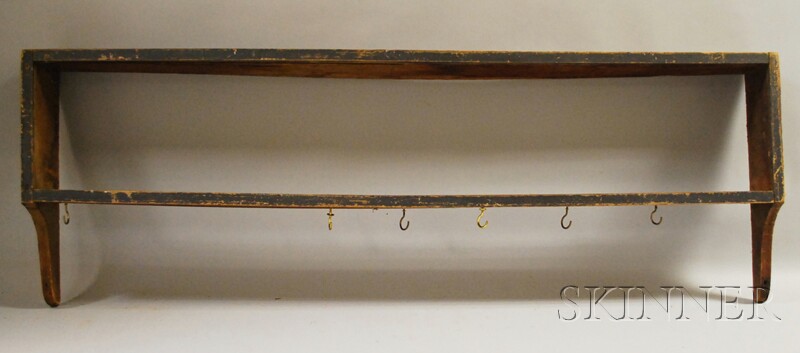 Appraisal: Gray-painted Wood Two-tier Wall Shelf ht wd dp in Provenance