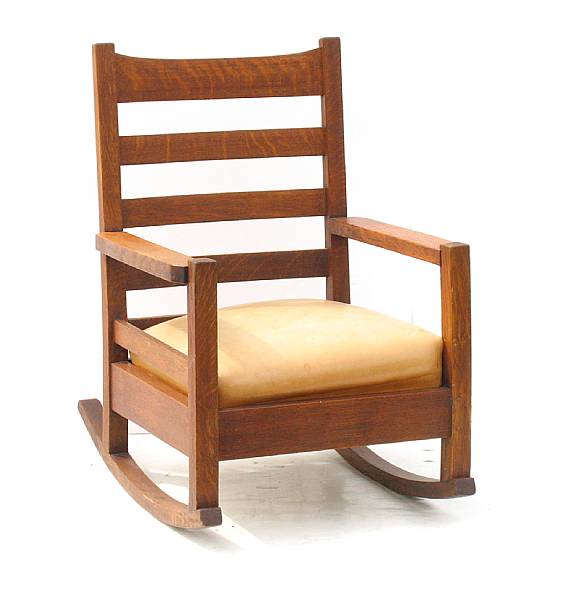 Appraisal: A Gustav Stickley rocking chair height in width in depth