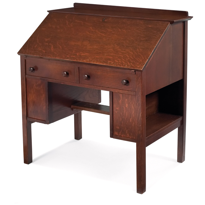 Appraisal: L and JG Stickley desk drop-front form with two drawers