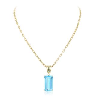 Appraisal: A Suspending an emerald-cut blue topaz pendant weighing approximately carats