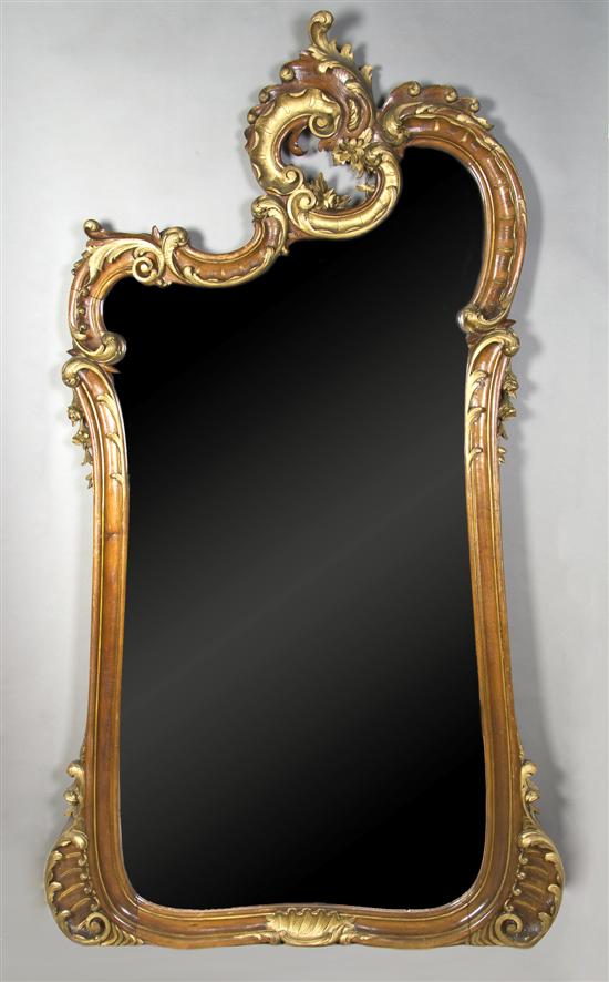 Appraisal: A Large Art Nouveau Style Partial Giltwood Mirror Height x