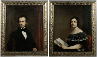 Appraisal: American School possibly Boston Massachusetts th century Pair Half Portraits