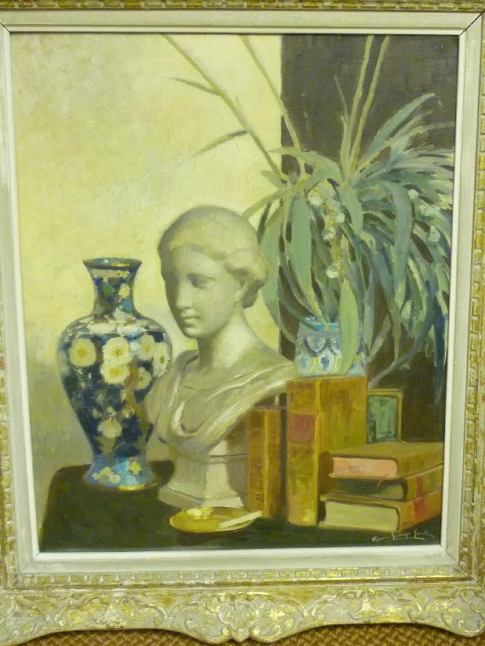 Appraisal: RENE CHARLES GAUTIER French - Still Life with Bust Vase