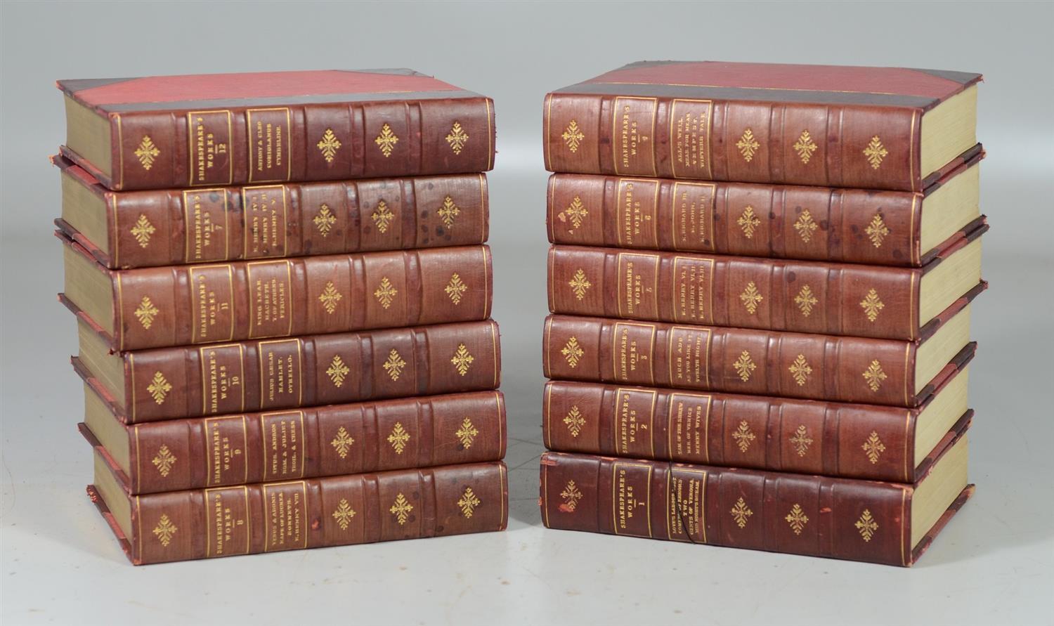 Appraisal: Shakespeares Works London no date volumes vo red morocco books