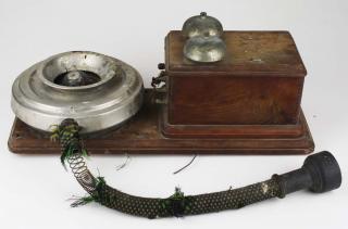 Appraisal: Late Th C Oak Crank Telephone Intercom W Lg Speaker