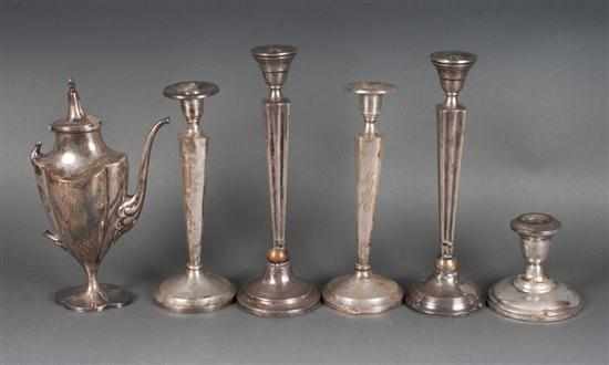 Appraisal: Assortment of weighted sterling silver and other table articles by