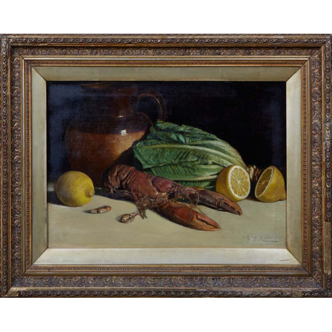 Appraisal: H J H Marin American Still Life with Lobster oil