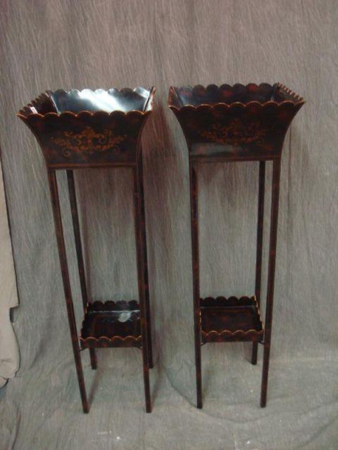 Appraisal: Pair of Tole Metal Planters as is with slight denting